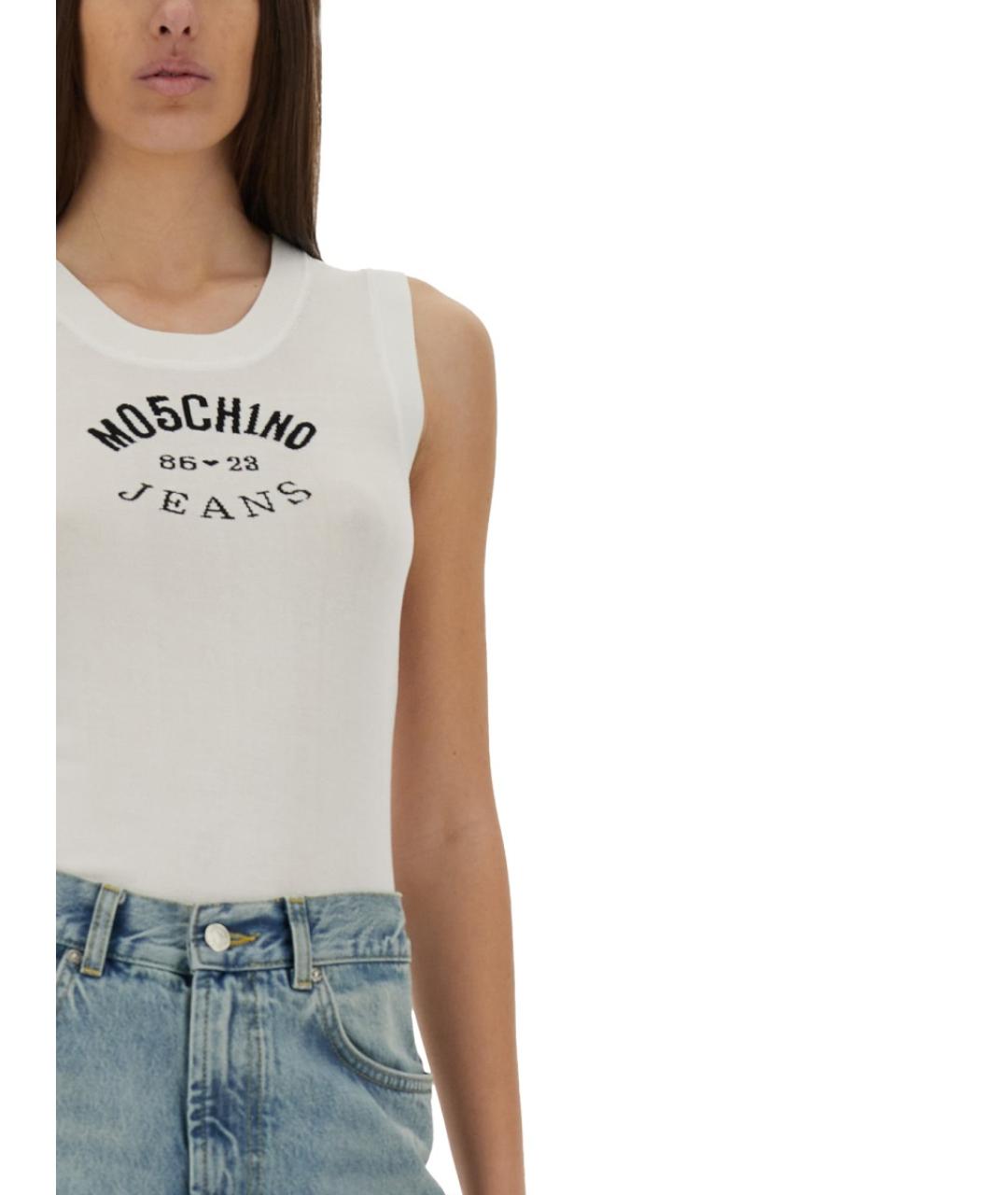 MOSCHINO JEANS Белая вискозная майка, фото 4