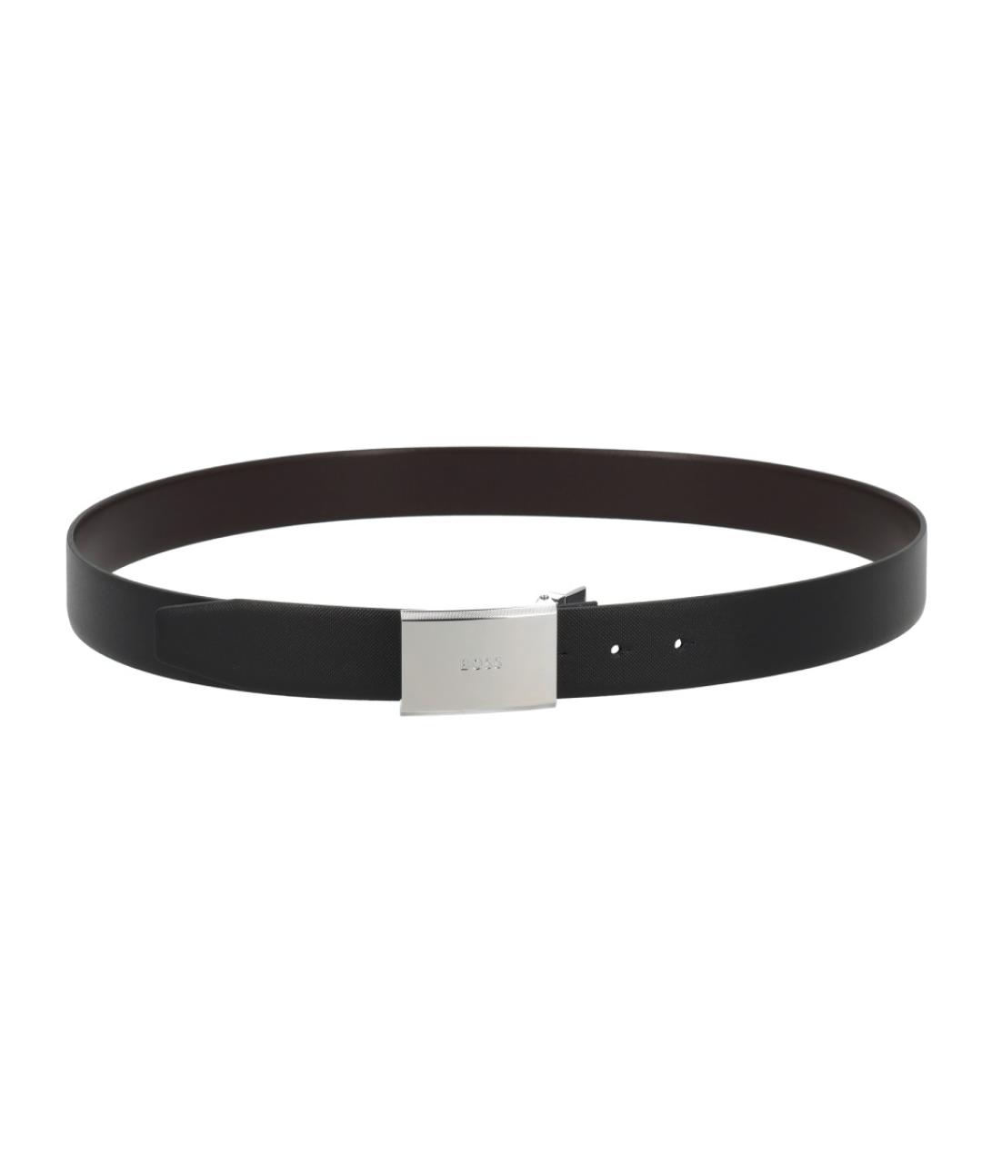 HUGO BOSS Черный кожаный ремень, фото 3