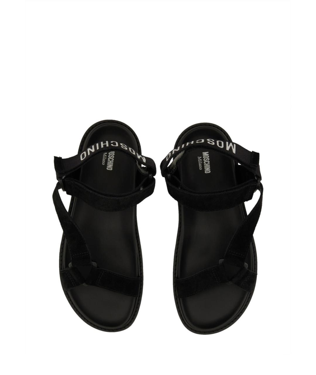 MOSCHINO Черные кожаные сандалии, фото 2