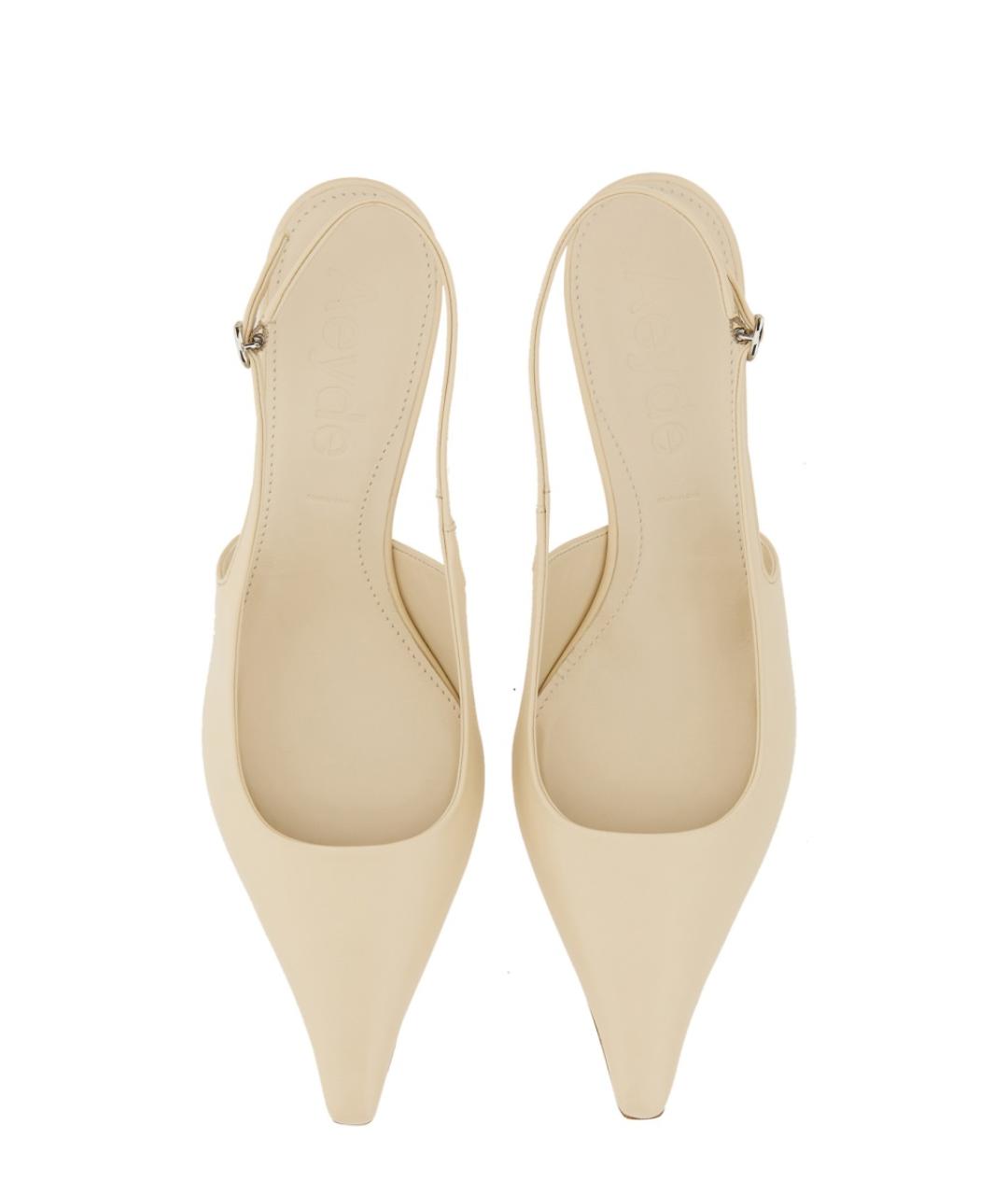 AEYDE Белые кожаные лодочки на низком каблуке, фото 5