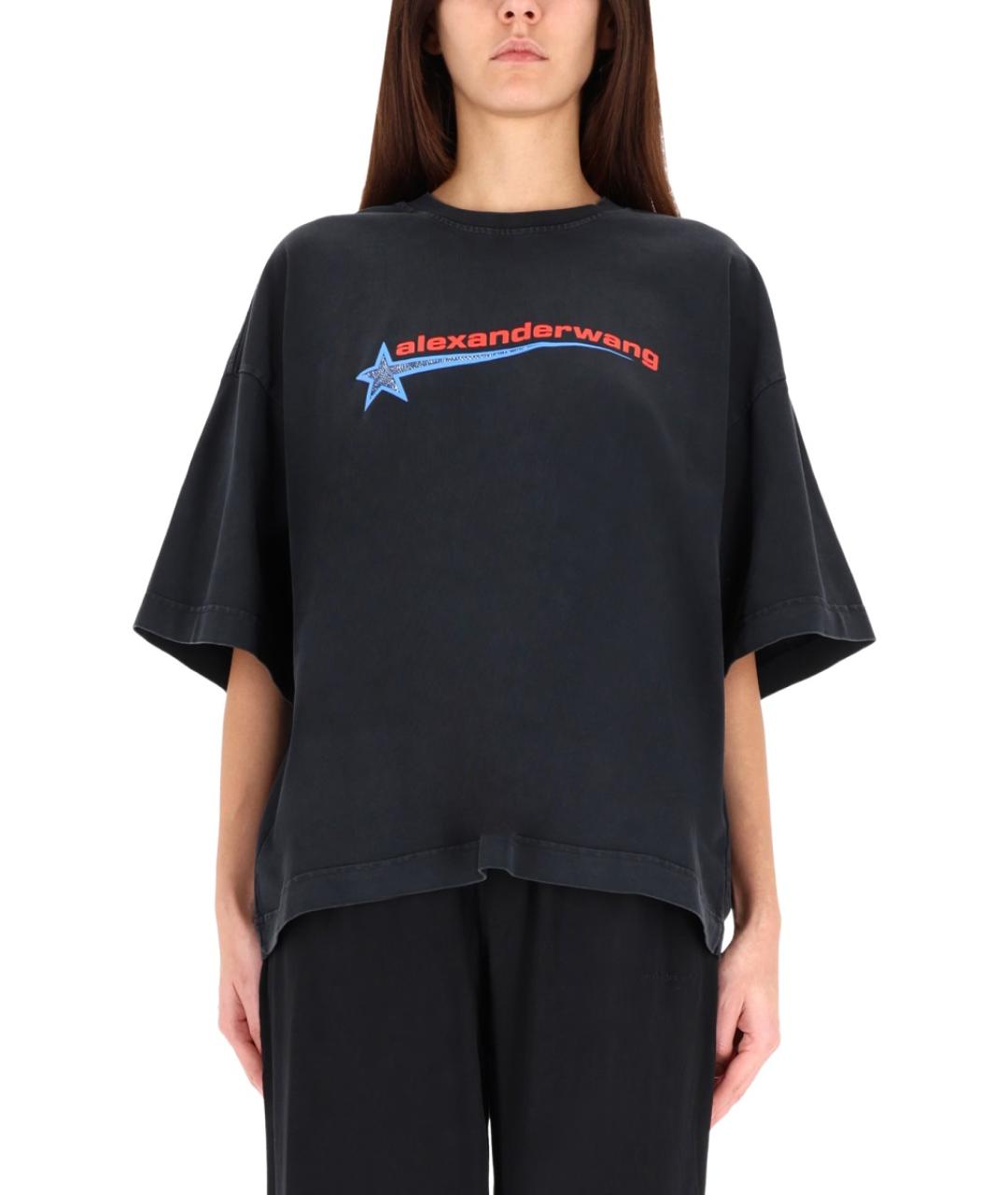 ALEXANDER WANG Черная хлопковая футболка, фото 2