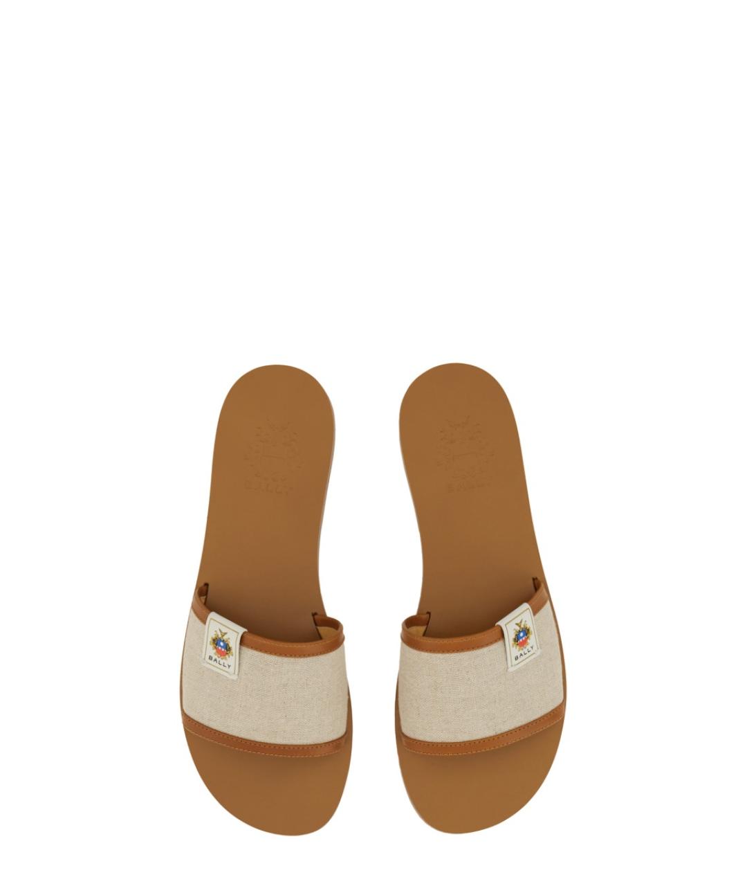 BALLY Бежевые кожаные шлепанцы, фото 6