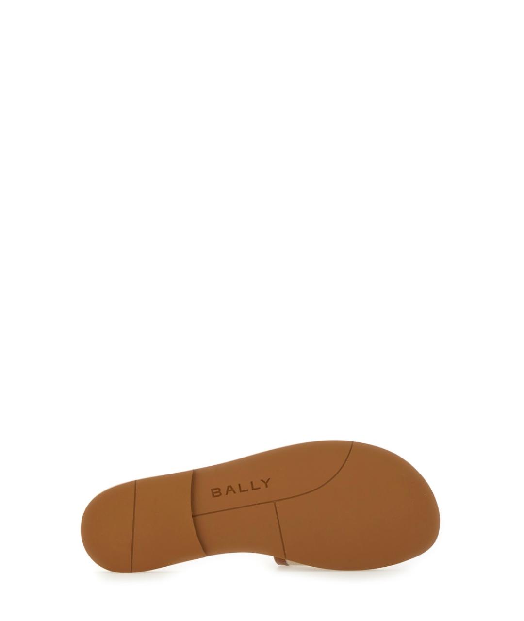 BALLY Бежевые кожаные шлепанцы, фото 5