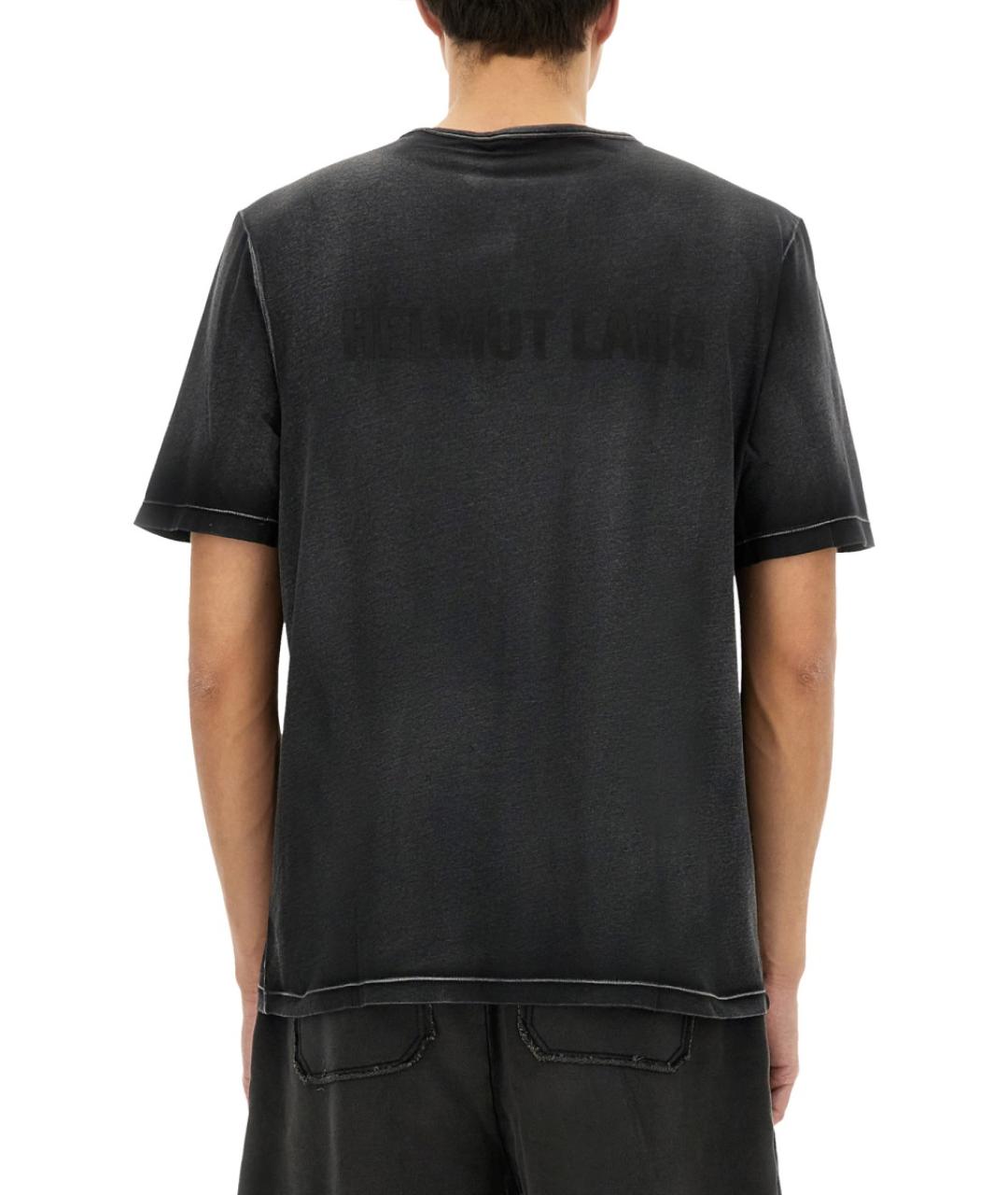 HELMUT LANG Черная хлопковая футболка, фото 3