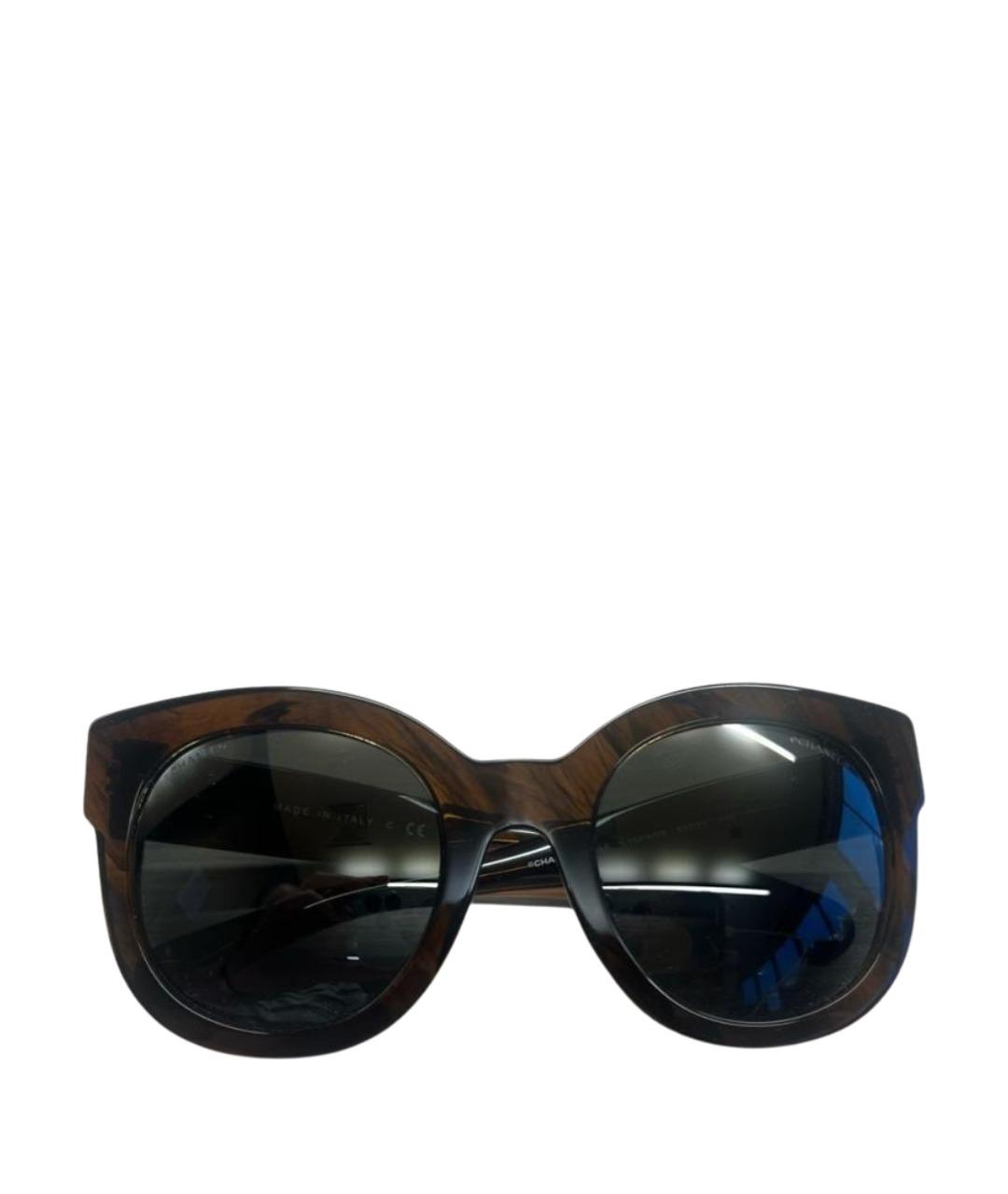 CHANEL Коричневые пластиковые солнцезащитные очки, фото 1