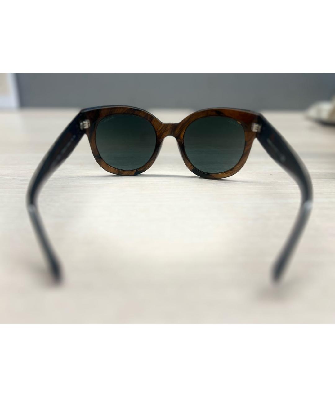 CHANEL Коричневые пластиковые солнцезащитные очки, фото 4