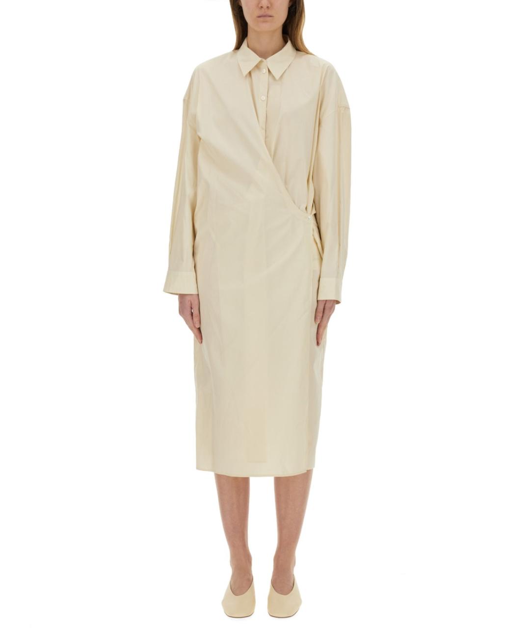 LEMAIRE Белое хлопковое повседневное платье, фото 5