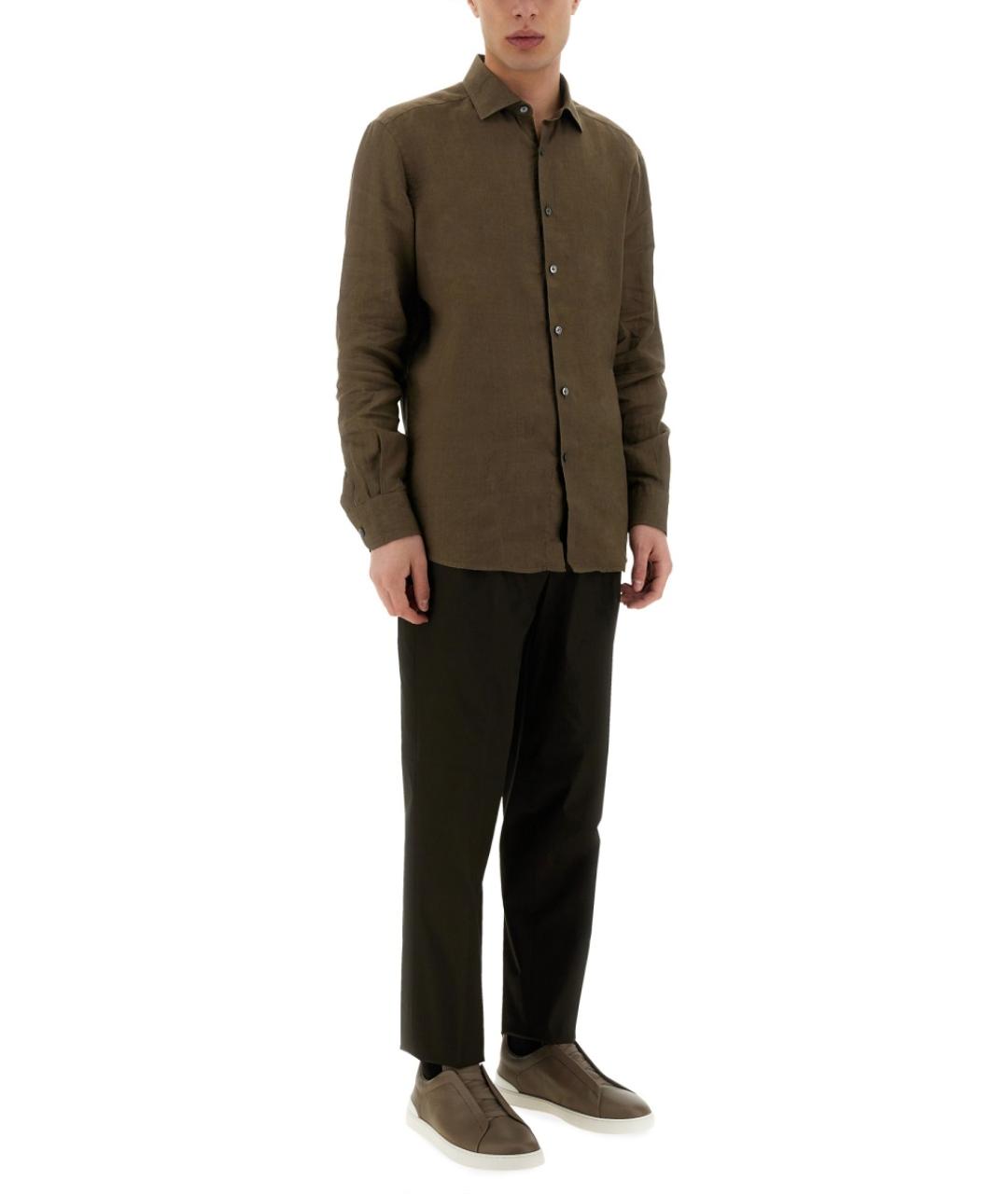 ZEGNA Коричневые хлопковые повседневные брюки, фото 2
