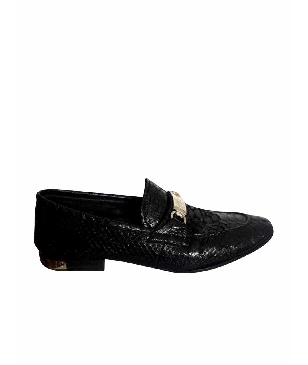 PHILIPP PLEIN Черные лоферы из экзотической кожи, фото 1