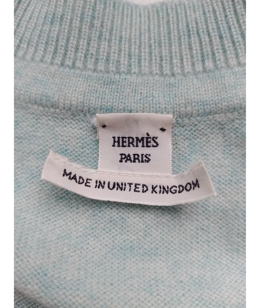 HERMES Голубой кашемировый джемпер / свитер, фото 7