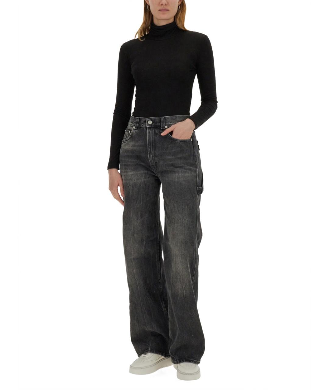 HAIKURE Черные хлопковые прямые джинсы, фото 2