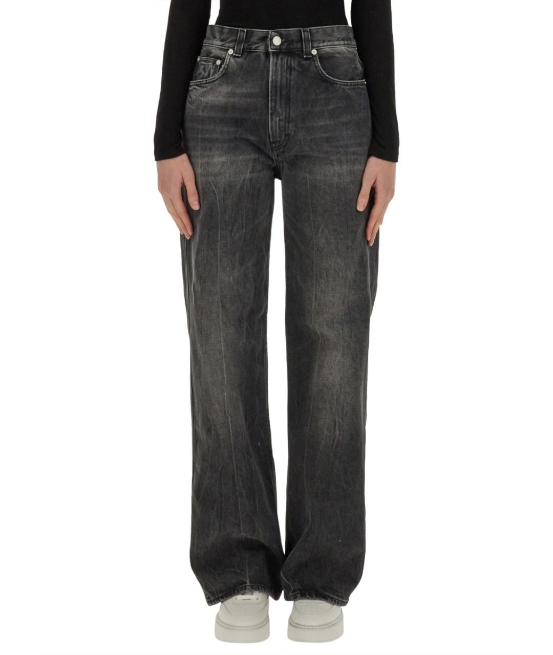 HAIKURE Черные хлопковые прямые джинсы, фото 5