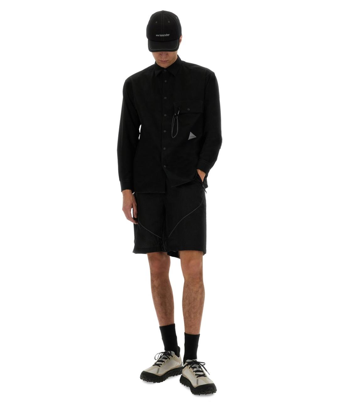 AND WANDER Черные полиамидовые шорты, фото 2