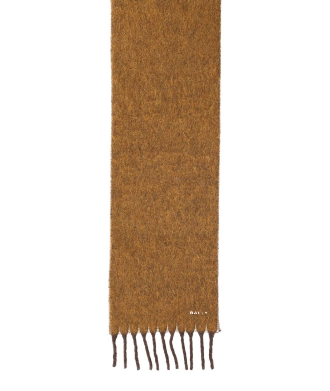 BALLY Коричневый шерстяной шарф, фото 2
