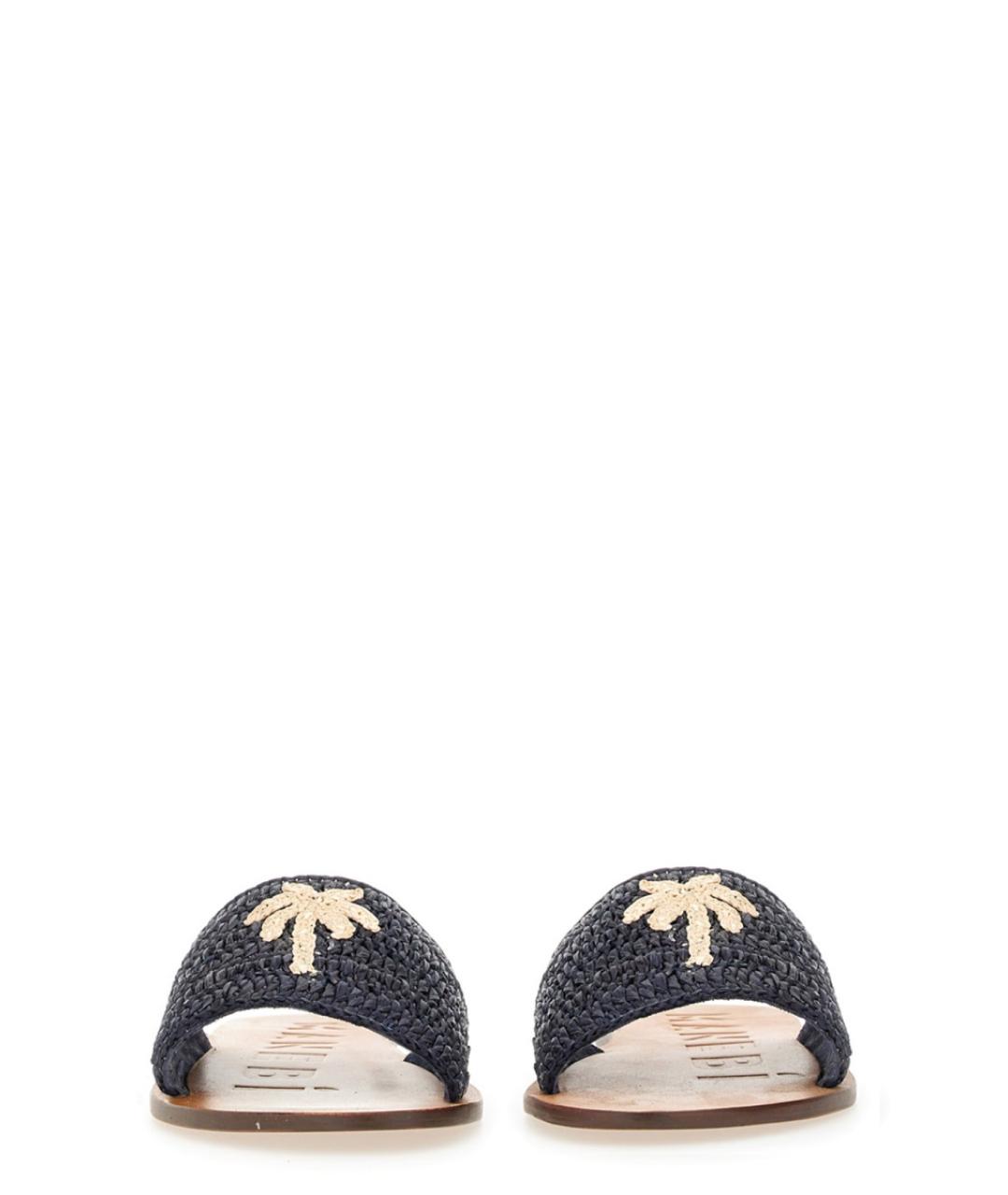 MANEBI Синие кожаные шлепанцы, фото 4