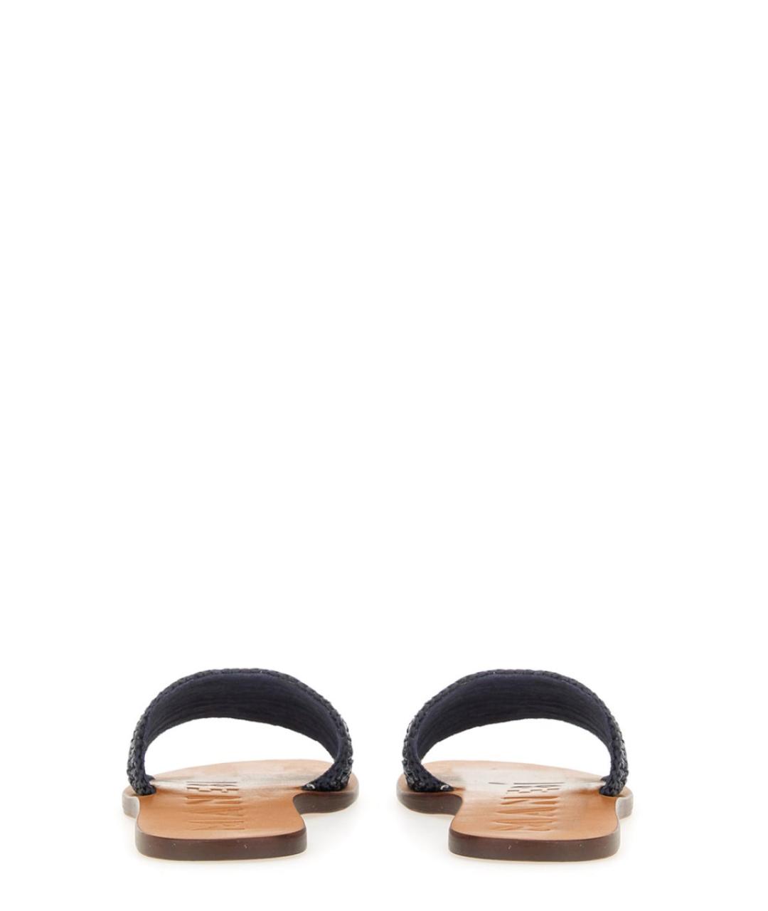 MANEBI Синие кожаные шлепанцы, фото 3