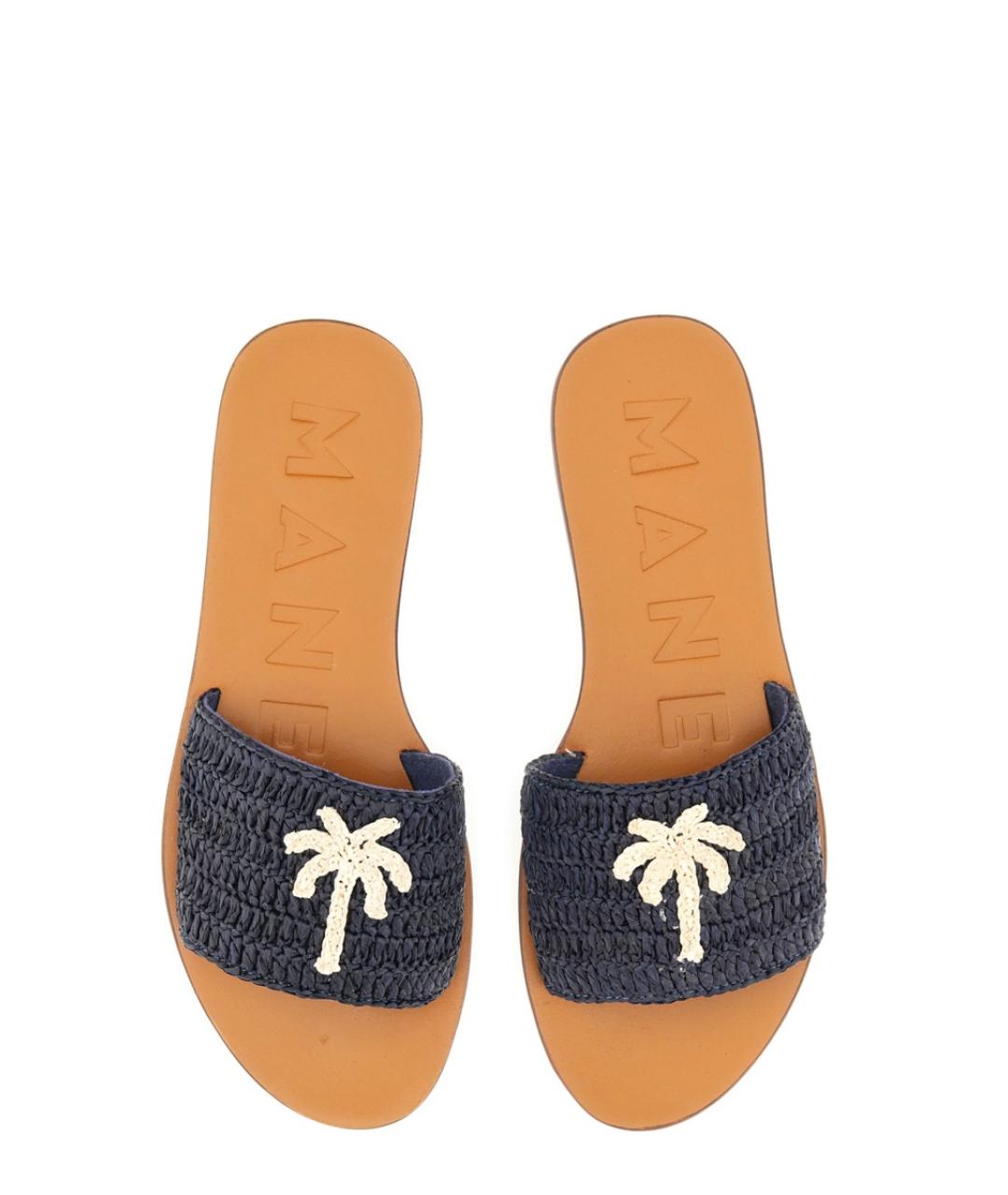 MANEBI Синие кожаные шлепанцы, фото 5