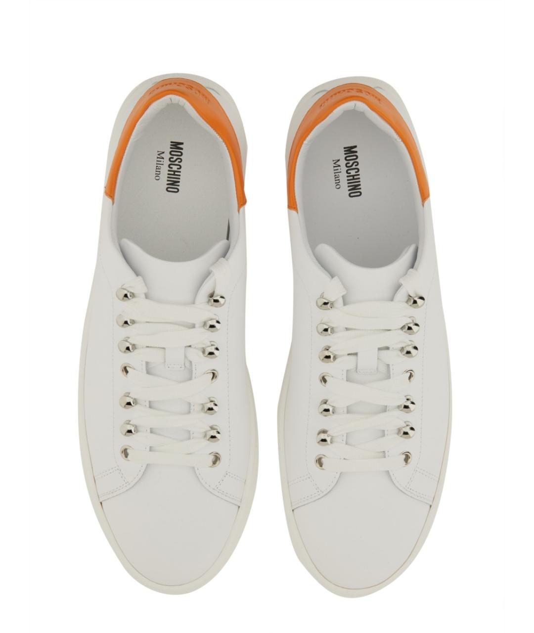 MOSCHINO Белые кожаные низкие кроссовки / кеды, фото 4