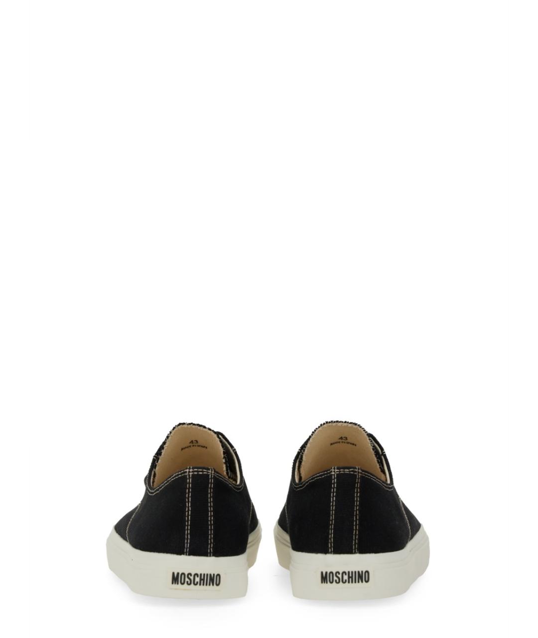 MOSCHINO Черные кожаные низкие кроссовки / кеды, фото 6