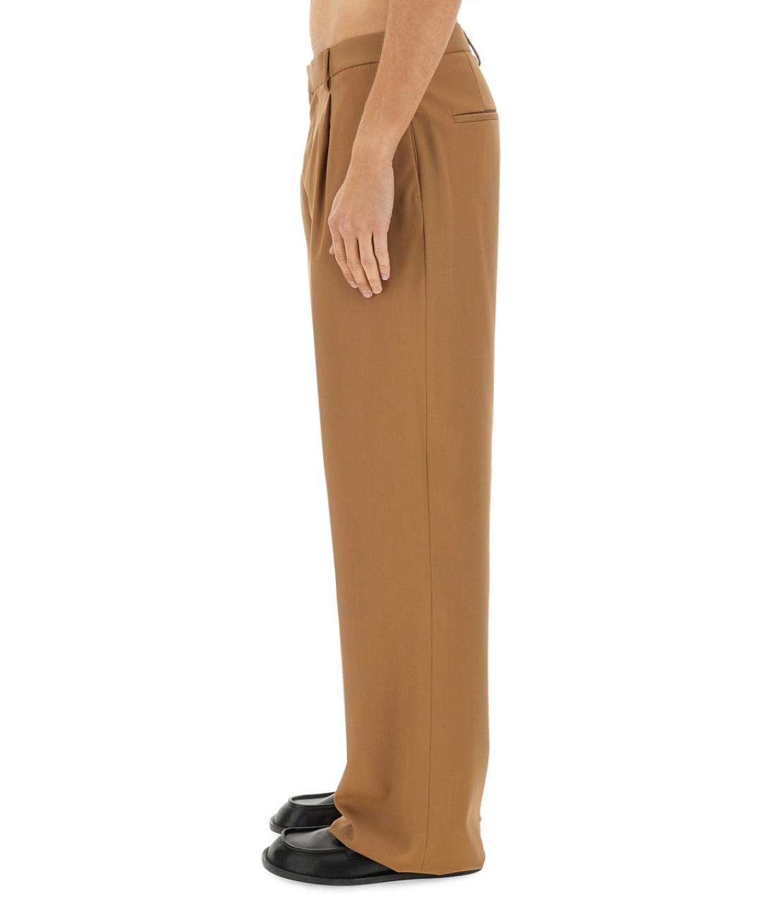 LARDINI Коричневые шерстяные повседневные брюки, фото 5