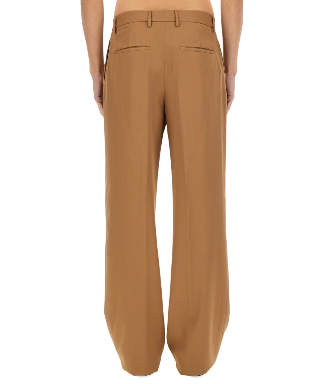 LARDINI Коричневые шерстяные повседневные брюки, фото 4