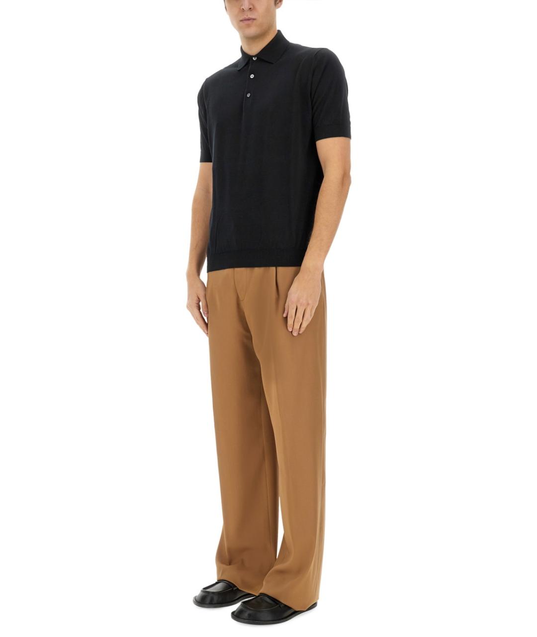 LARDINI Коричневые шерстяные повседневные брюки, фото 3