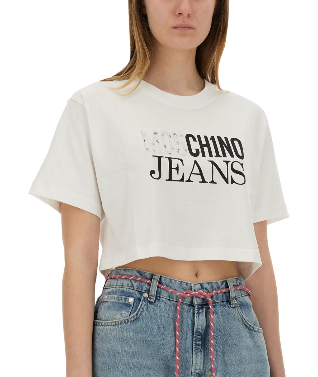 MOSCHINO JEANS Белая хлопковая футболка, фото 4