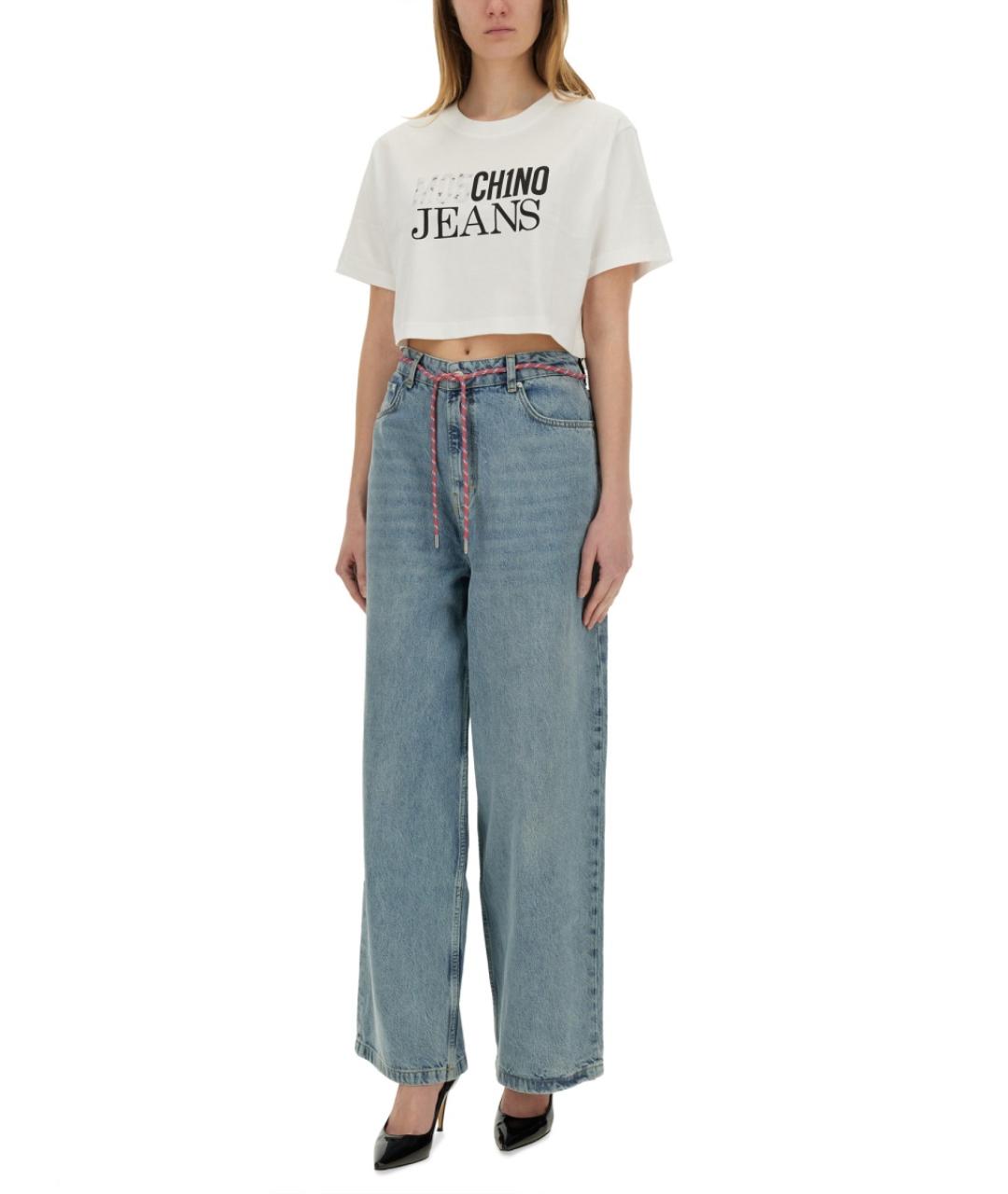 MOSCHINO JEANS Белая хлопковая футболка, фото 2