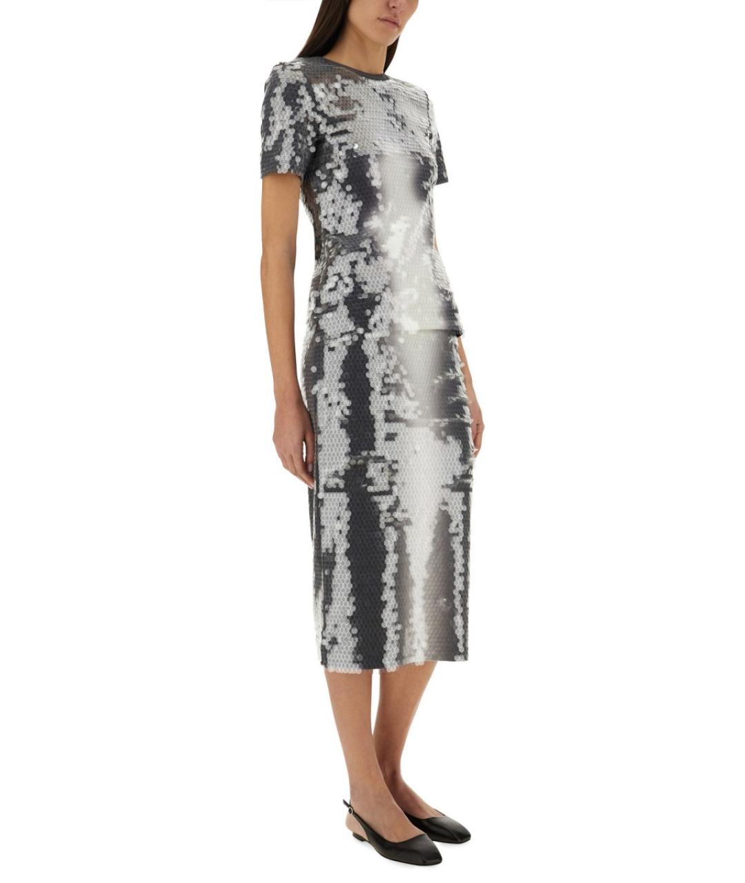 SPORTMAX Серебряная полиамидовая юбка миди, фото 2