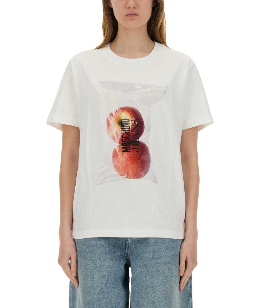 MOSCHINO JEANS Белая хлопковая футболка, фото 2