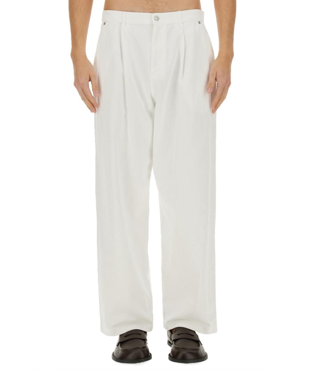 MOSCHINO Белые хлопковые прямые джинсы, фото 2