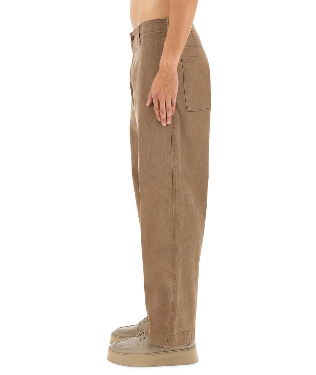 EMPORIO ARMANI Коричневые хлопковые прямые джинсы, фото 4