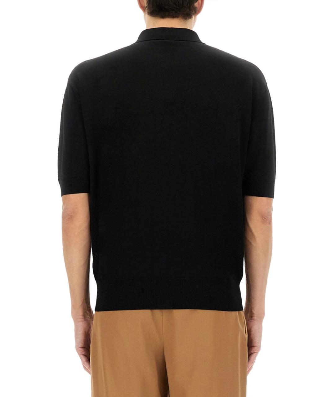 LARDINI Черное вискозное поло с коротким рукавом, фото 3