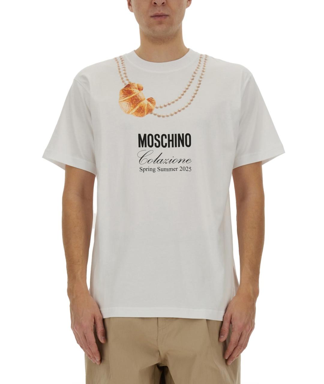 MOSCHINO Белая хлопковая футболка, фото 5