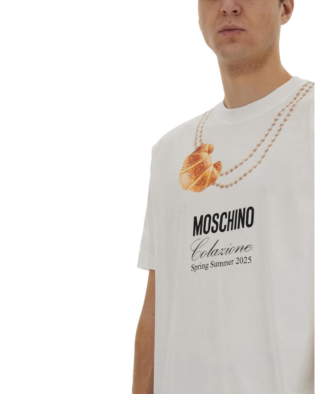 MOSCHINO Белая хлопковая футболка, фото 4