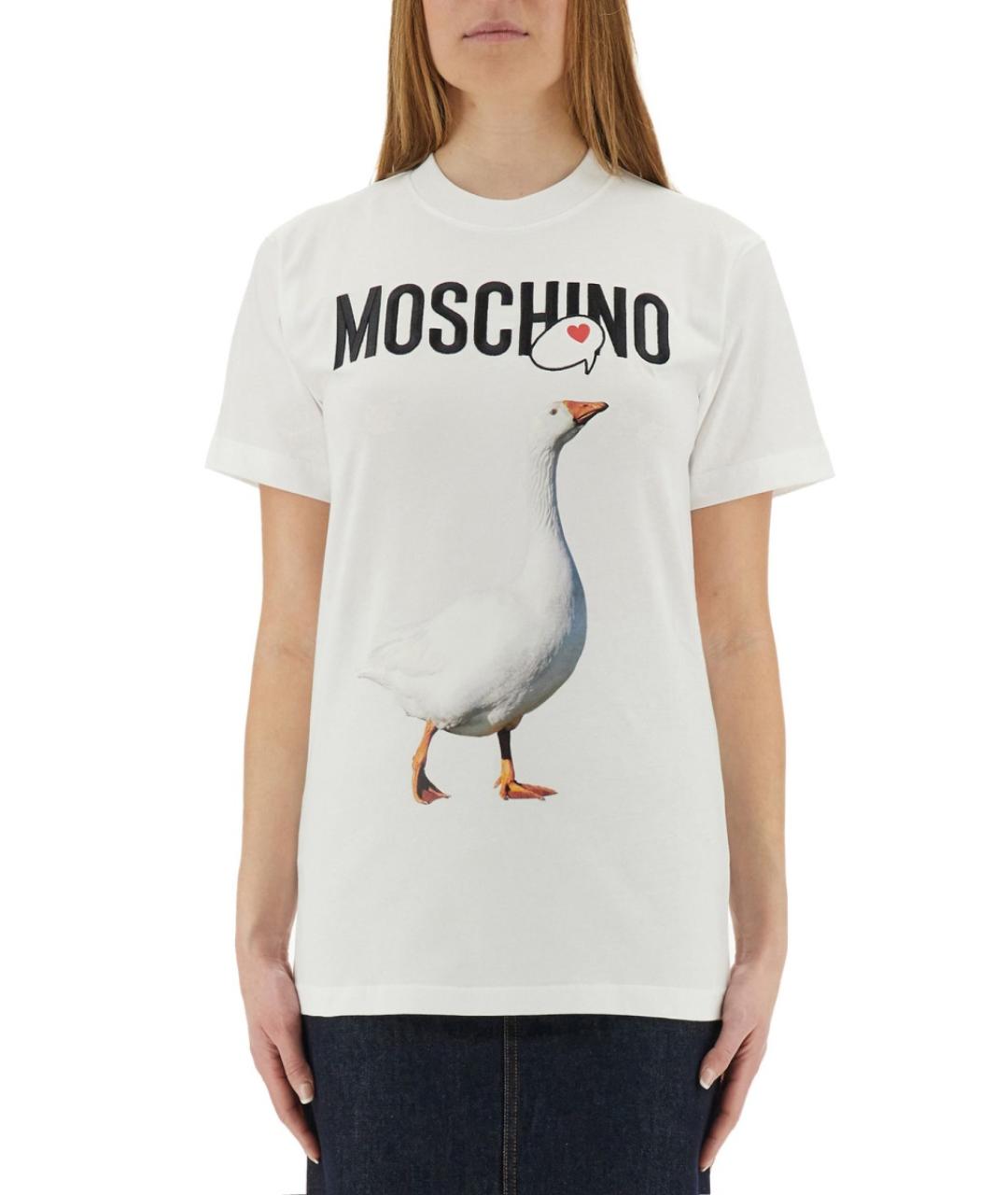 MOSCHINO Белая хлопковая футболка, фото 2
