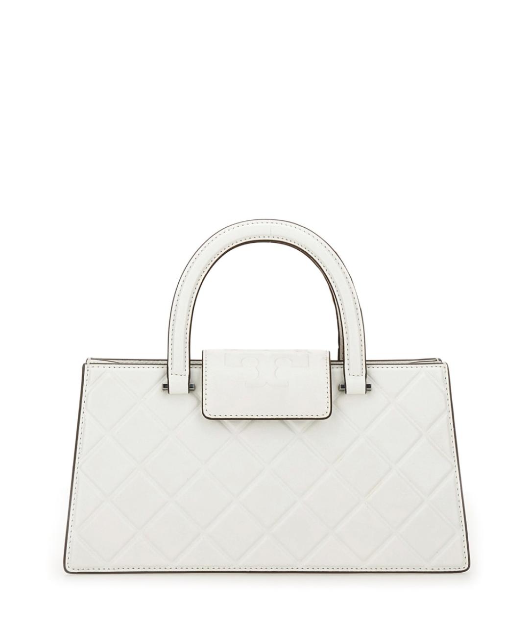 TORY BURCH Белая кожаная сумка с короткими ручками, фото 1