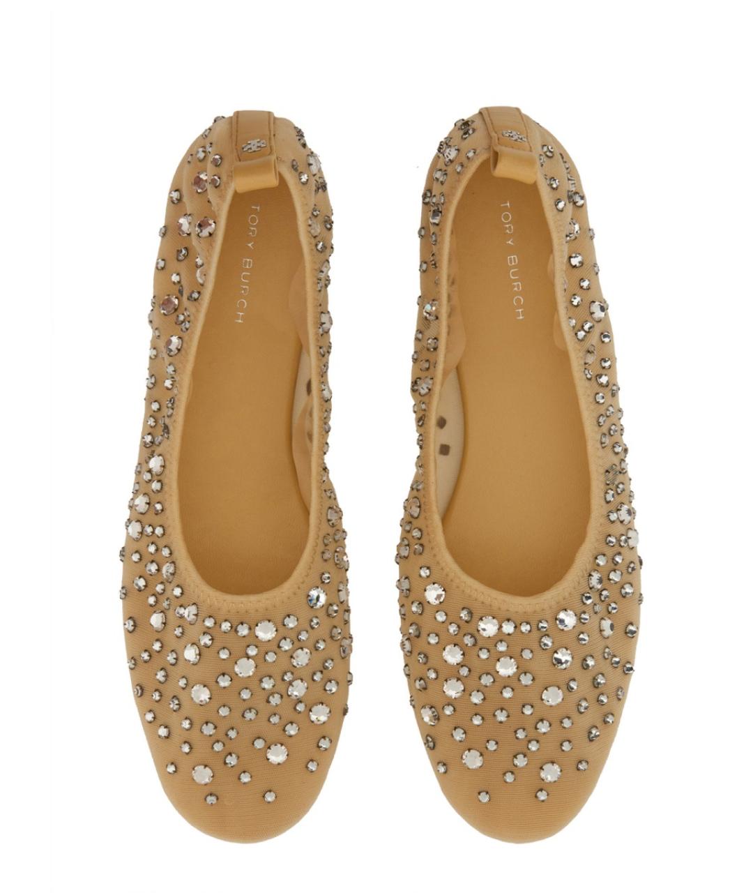TORY BURCH Бежевые текстильные балетки, фото 5