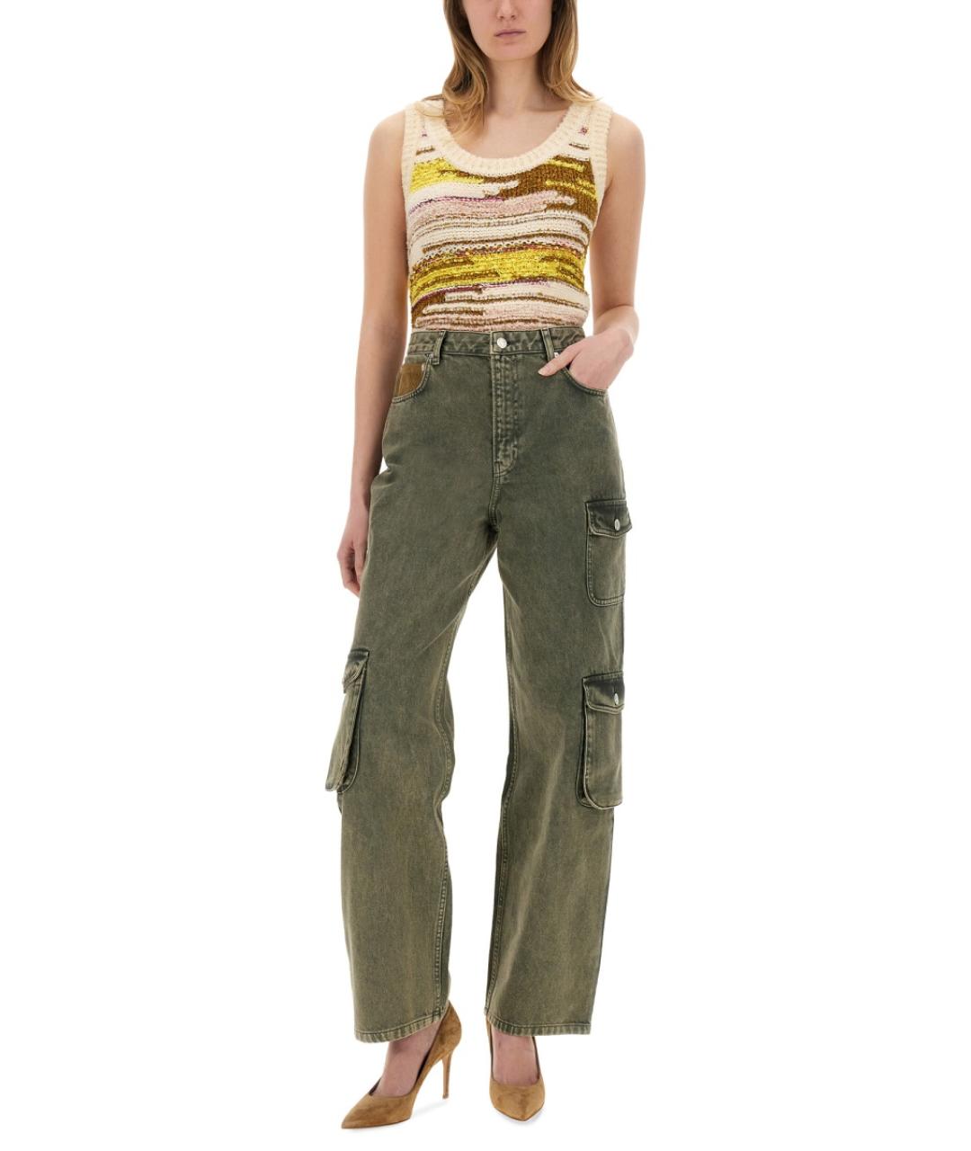 MOSCHINO JEANS Хаки хлопковые прямые джинсы, фото 2