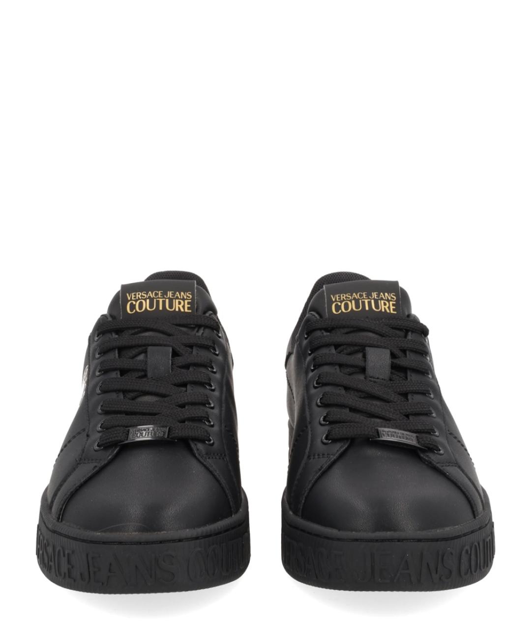 VERSACE JEANS COUTURE Черные кожаные низкие кроссовки / кеды, фото 3