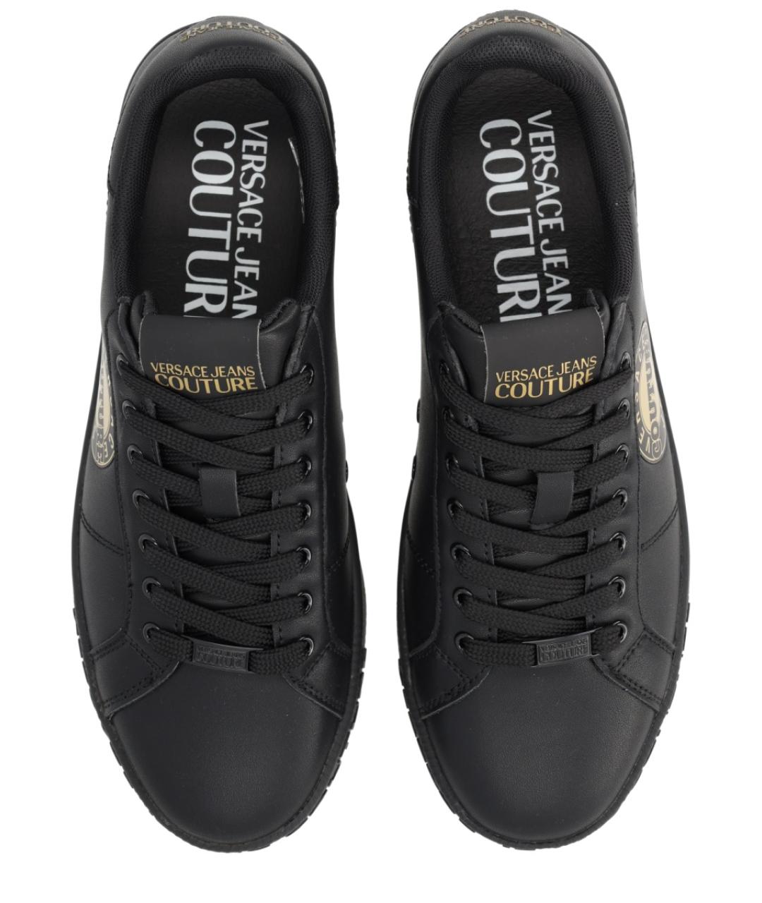 VERSACE JEANS COUTURE Черные кожаные низкие кроссовки / кеды, фото 5