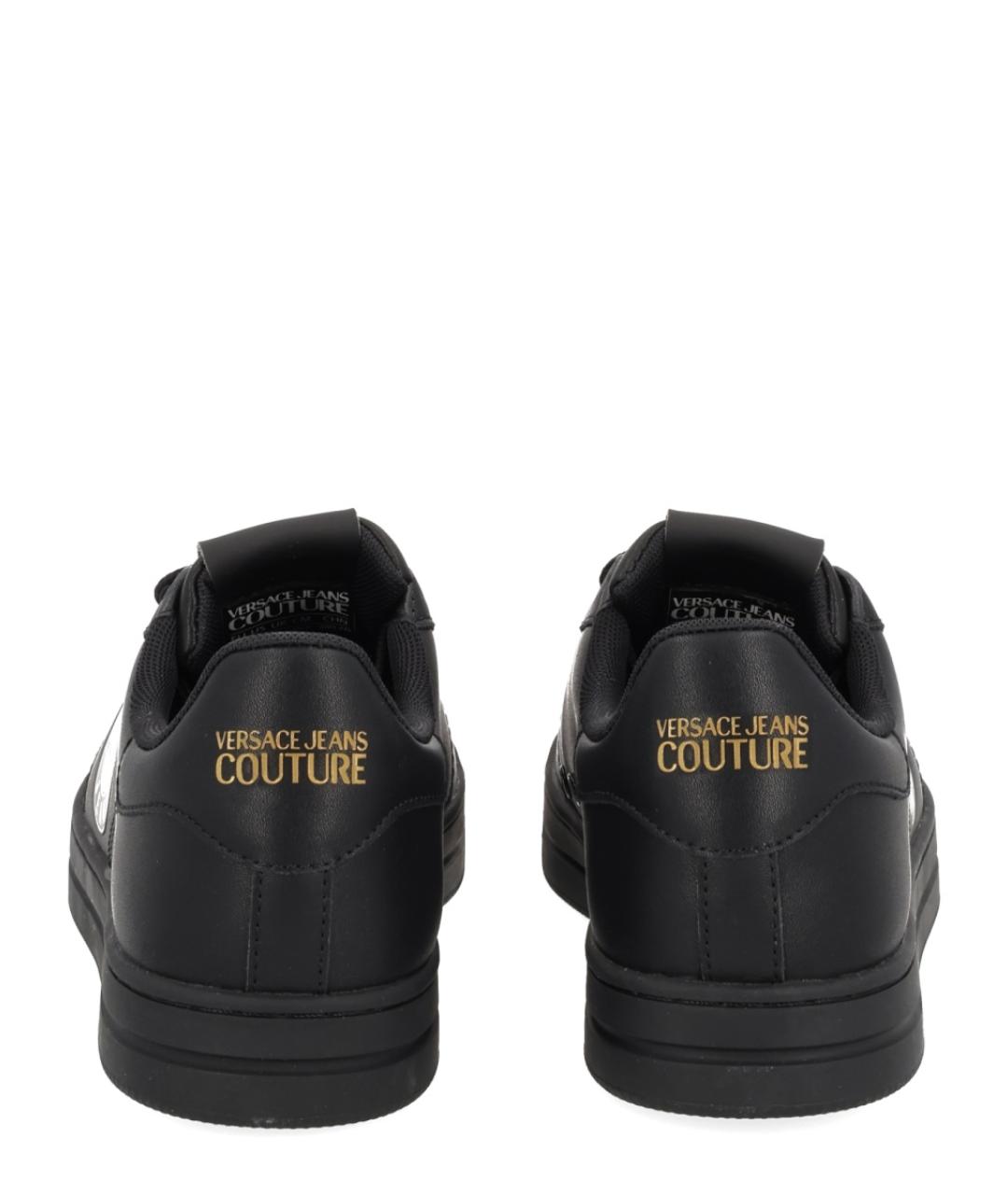 VERSACE JEANS COUTURE Черные кожаные низкие кроссовки / кеды, фото 4