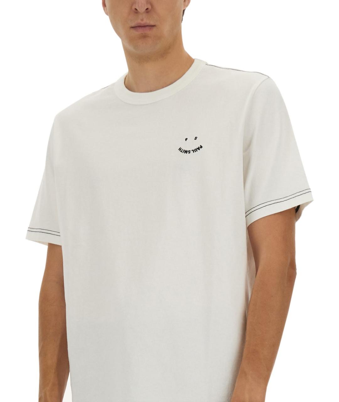PS BY PAUL SMITH Белая хлопковая футболка, фото 4