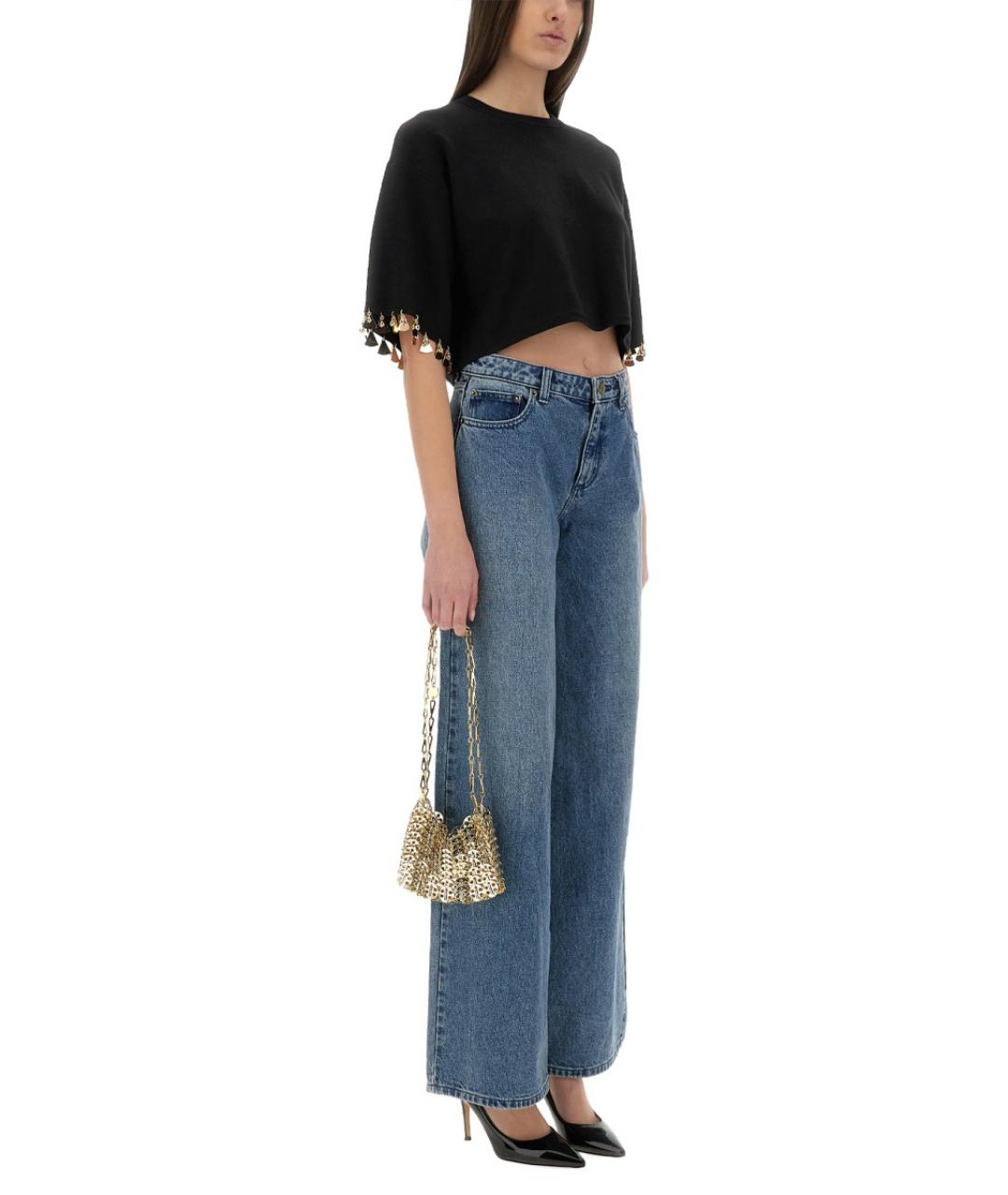 PACO RABANNE Черная шелковая футболка, фото 3