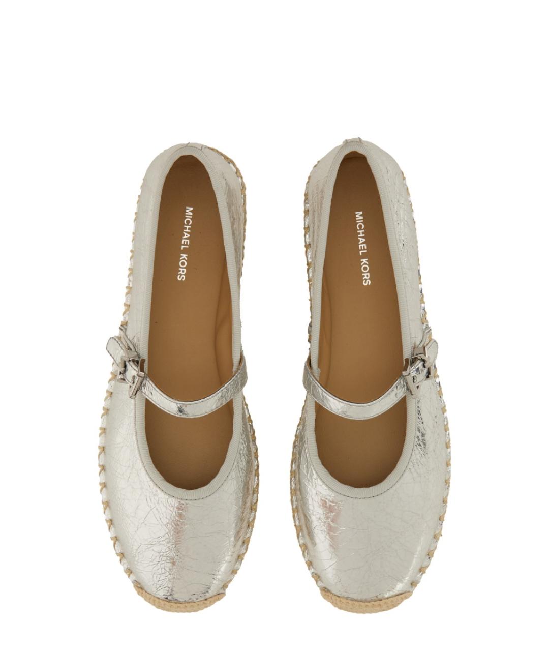 MICHAEL KORS Серебряные кожаные балетки, фото 5