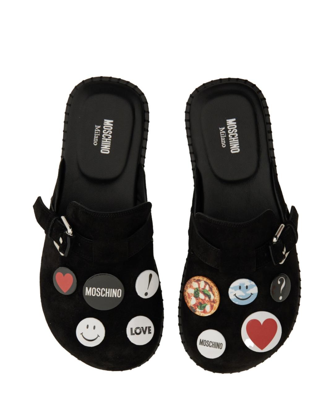 MOSCHINO Черные кожаные мюли, фото 5