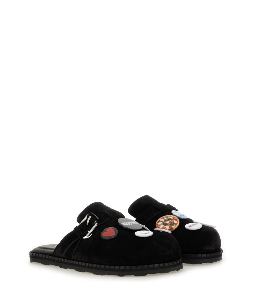 MOSCHINO Черные кожаные мюли, фото 2