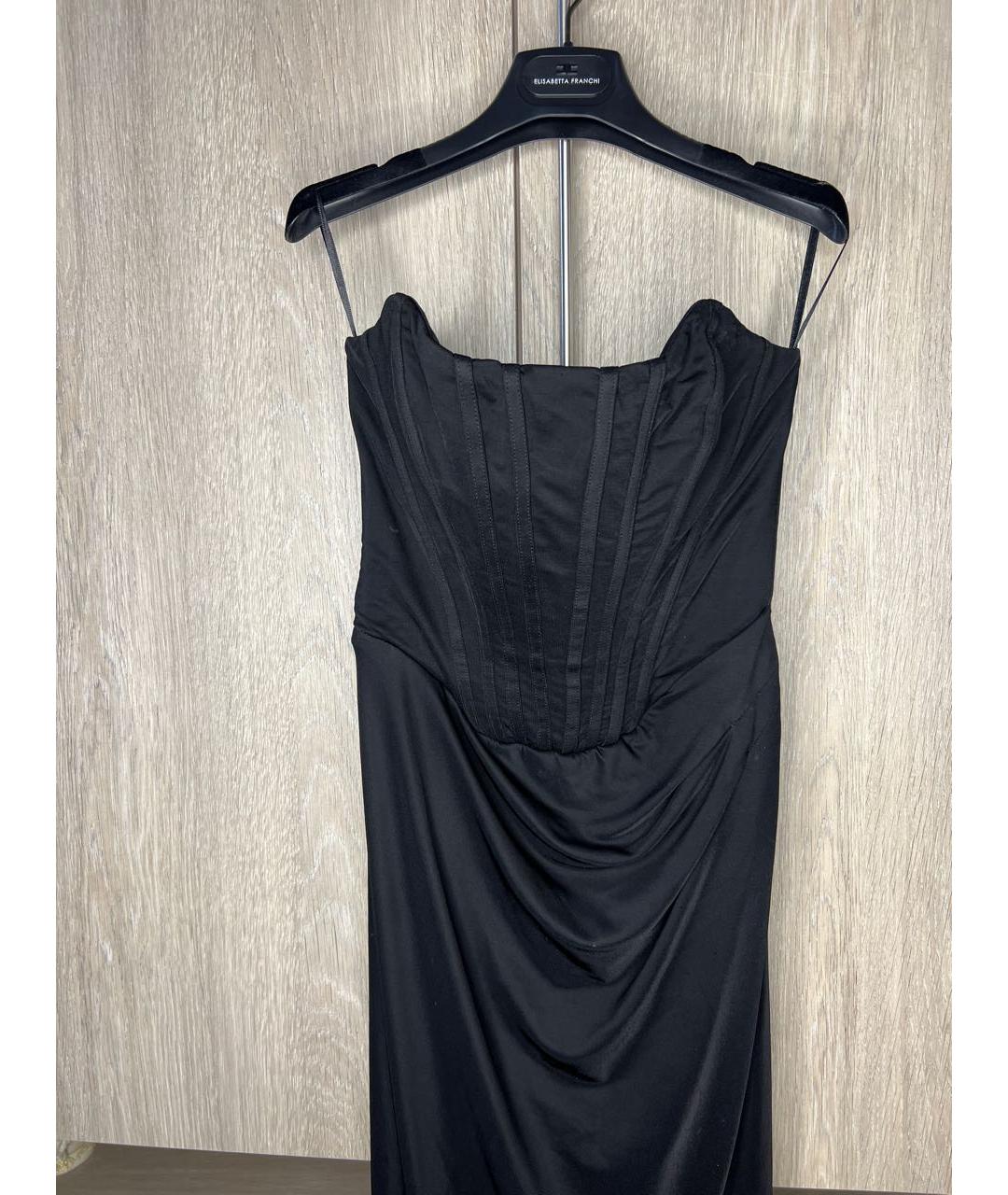 ELISABETTA FRANCHI Черное полиамидовое вечернее платье, фото 2