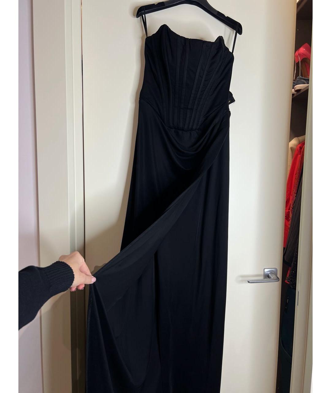 ELISABETTA FRANCHI Черное полиамидовое вечернее платье, фото 5