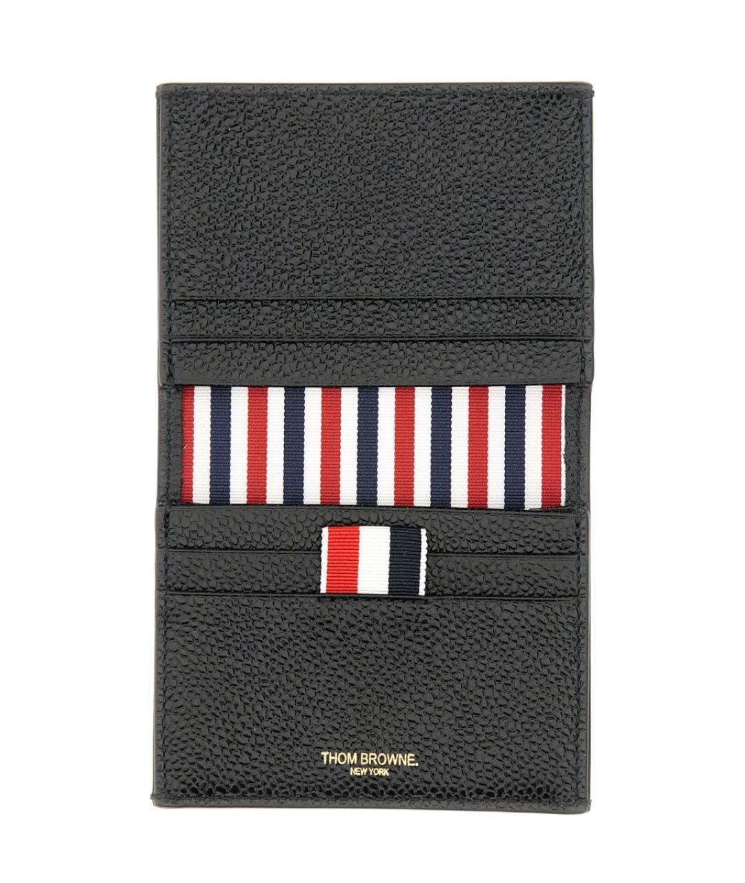THOM BROWNE Черный кожаный кошелек, фото 2